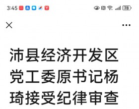 沛县经济开发区党工委原书记杨琦接受纪律审查和监察调查
